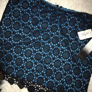 Kenzie mini skirt size 10 blk lace over blue